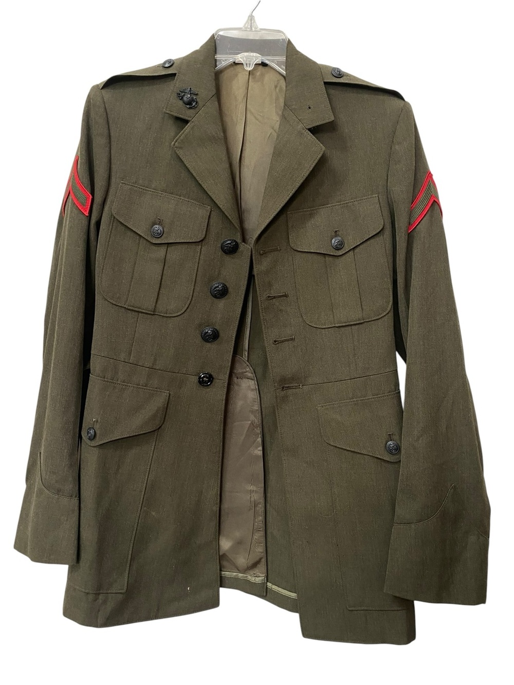 Vintage USMC Alpha Business Green Military Wool Jacket 36R FLAWS costume - Picture 5 of 16